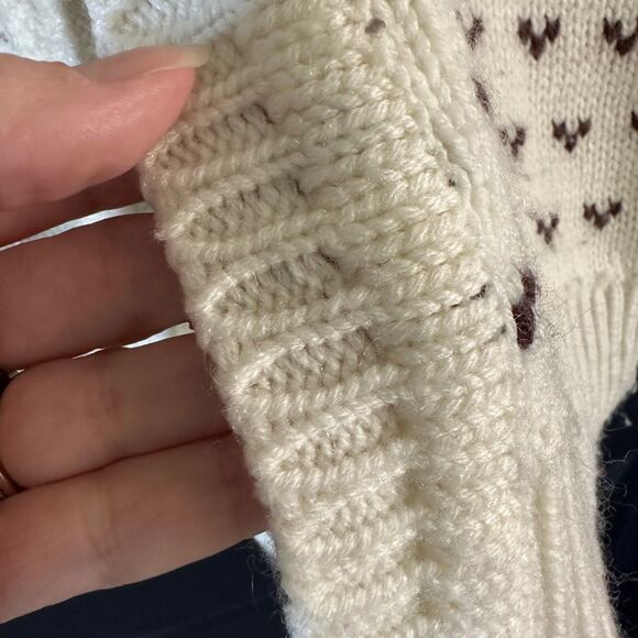 Via La 70’s Knit Button Down Sweater Vest Bone white red green brown Size Medium - Picture 6 of 8